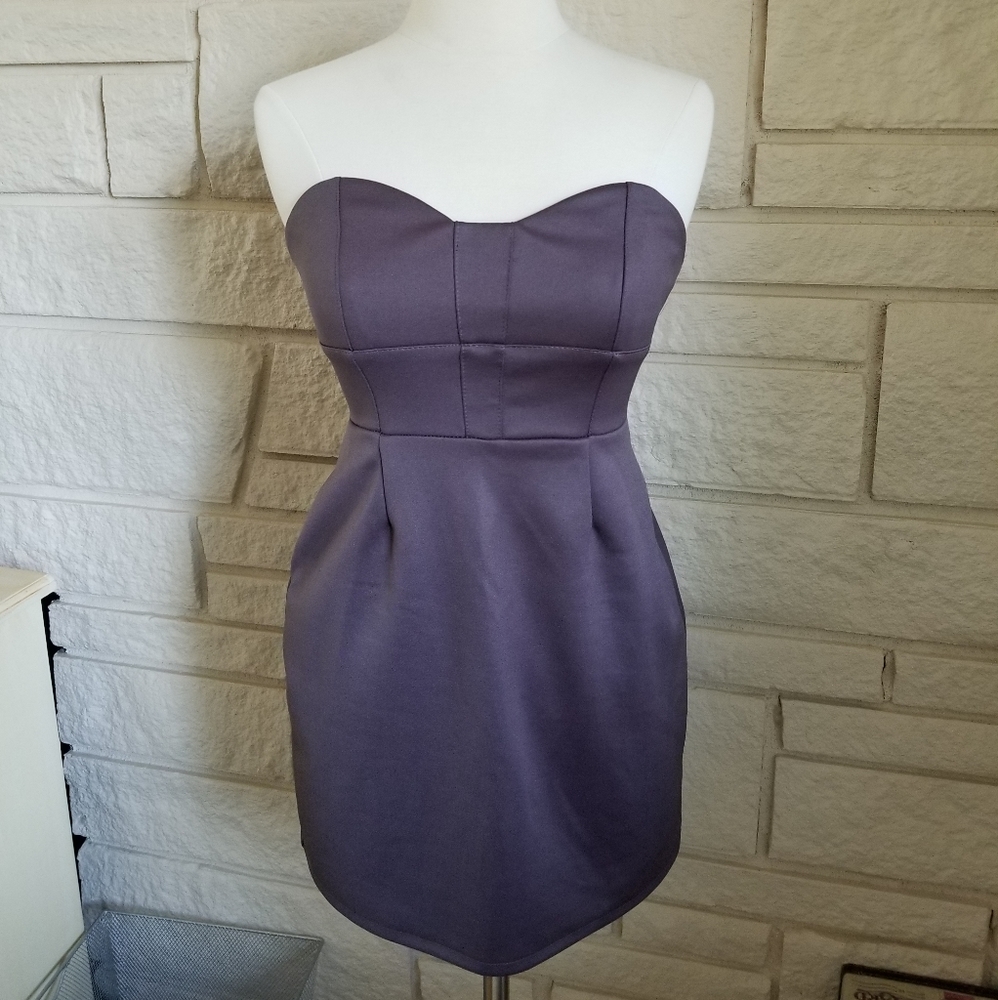Urban Outfitters Ash Brown/Purple Strapless Dress